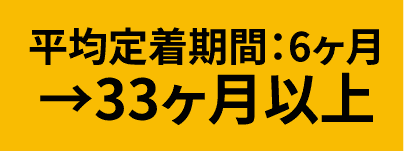 平均定着期間6ヶ月から33カ月以上へ